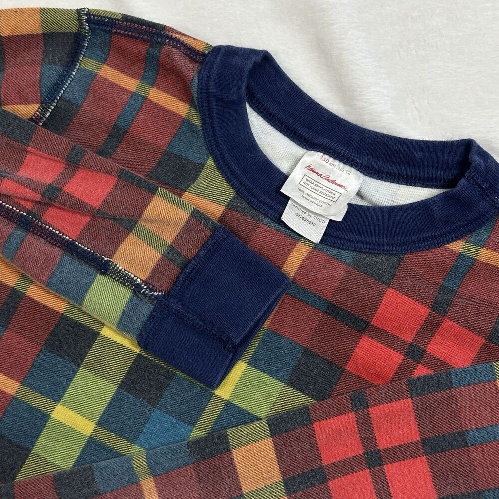 Hanna Andersson Organic Cotton Plaid Pajama Top Kids Size 12 Long Sleeve